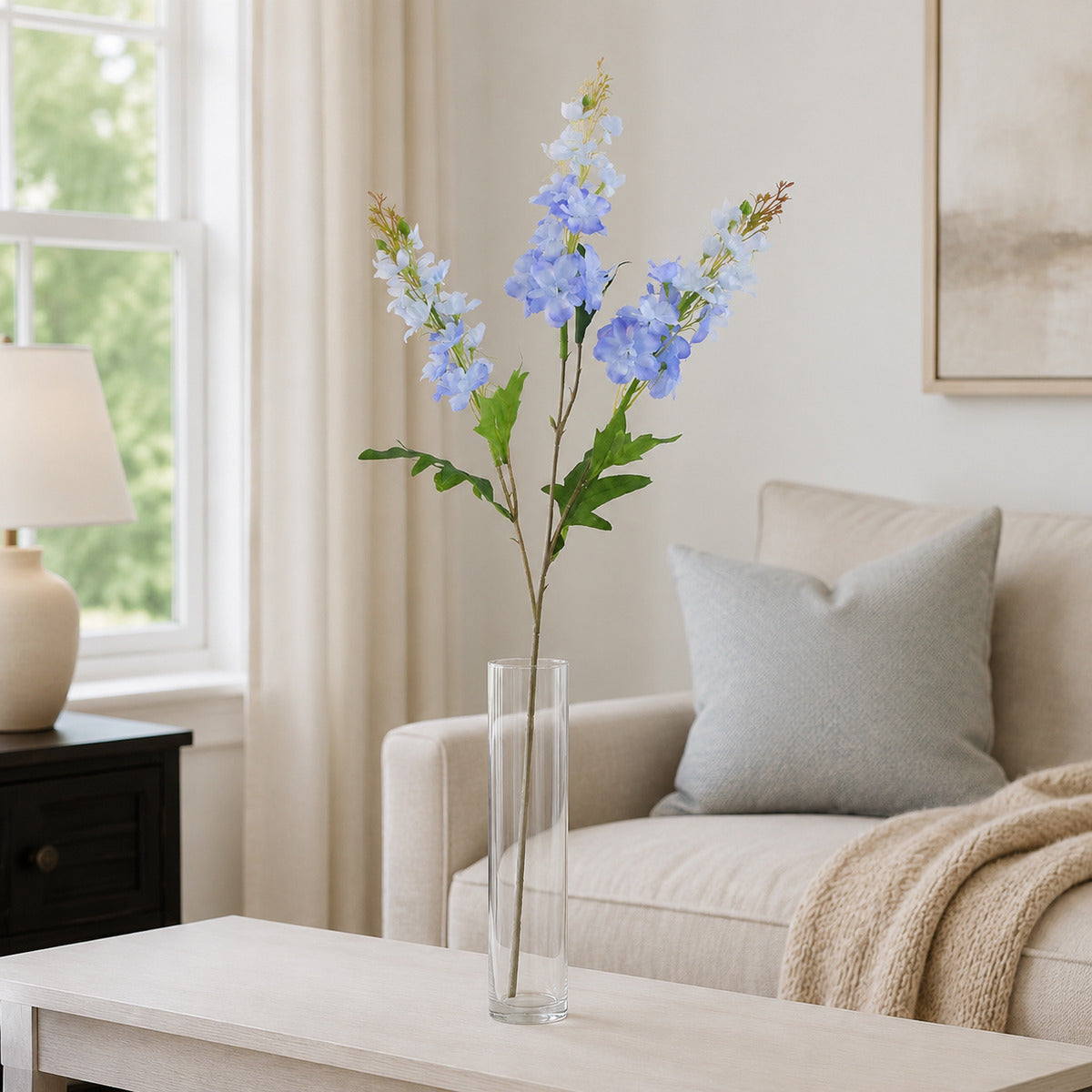 EVERIVELLE 29.9-Inch Three-Branch Artificial Delphinium Stem