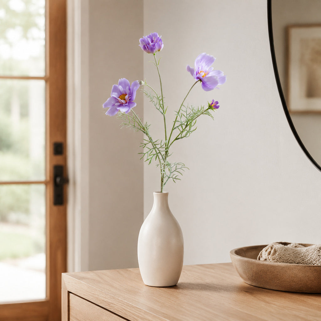 EVERIVELLE 30.7-Inch Flocked Artificial Queen Cosmos Stem