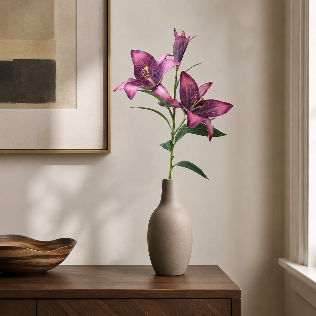 EVERIVELLE 34.3-Inch Three-Head EVA Artificial Lily Stem