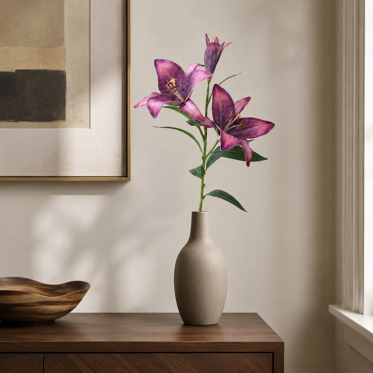 EVERIVELLE 34.3-Inch Three-Head EVA Artificial Lily Stem