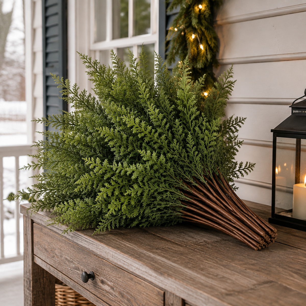 EVERIVELLE 12-Piece Real-Touch Artificial Cedar Branch Set