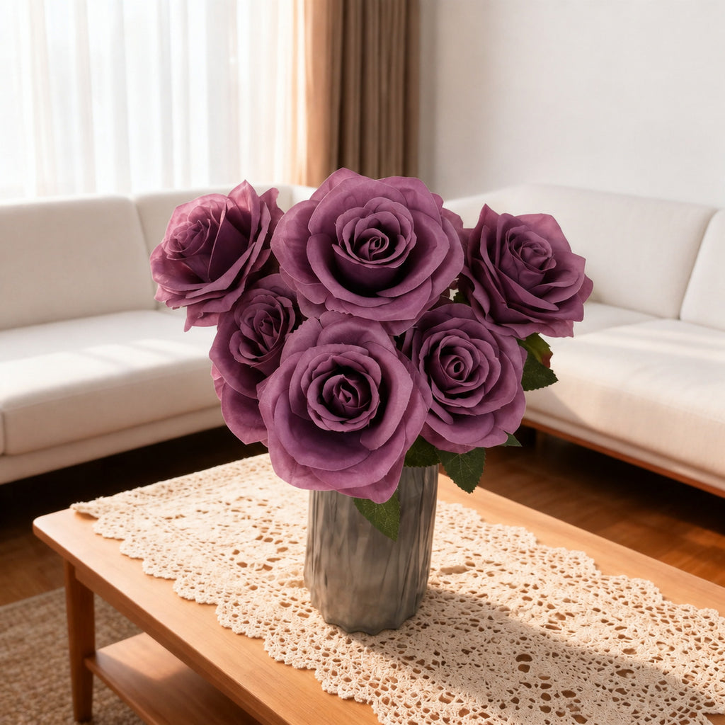 EVERIVELLE 17.3-Inch Seven-Head Artificial Rose Bouquet