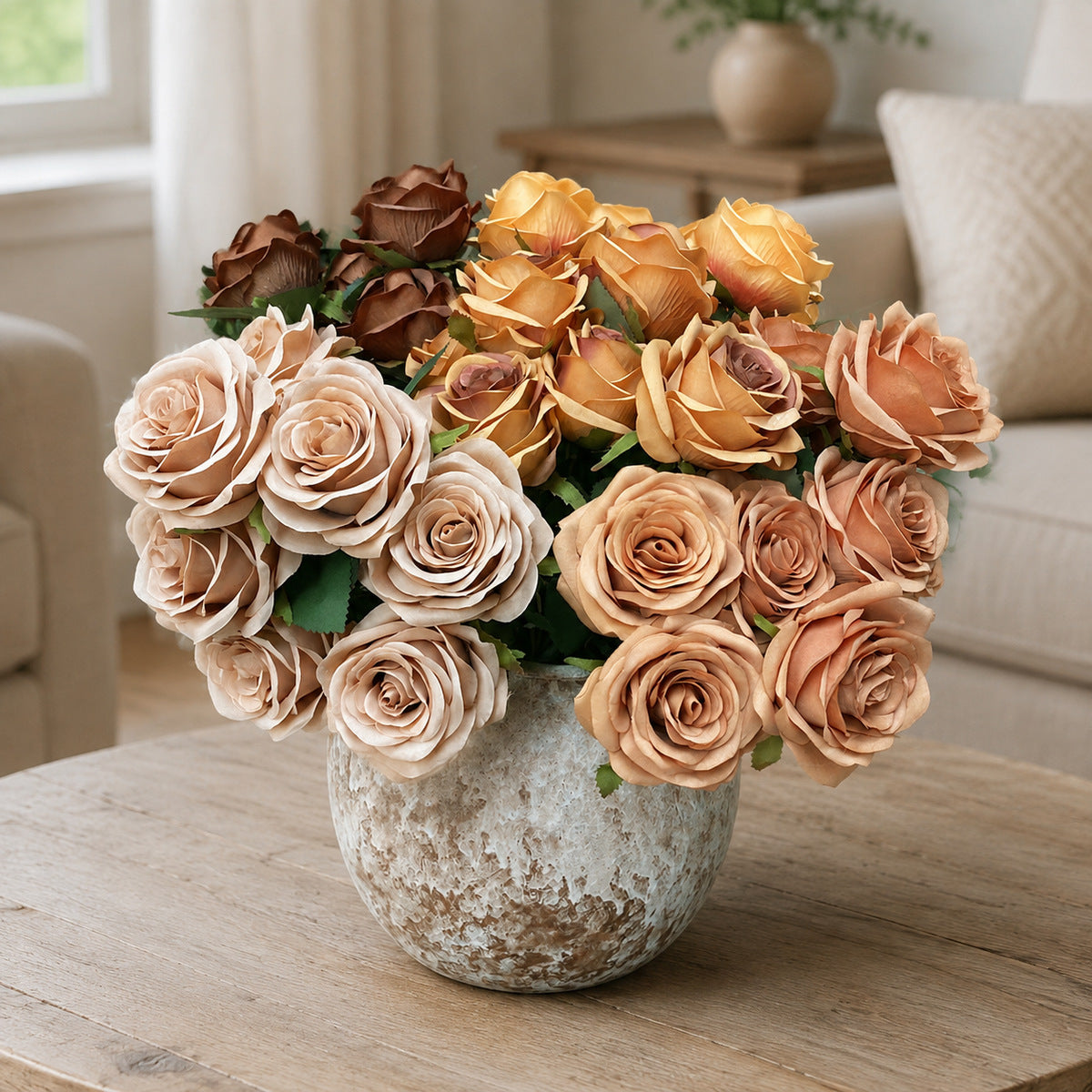 EVERIVELLE Multi-Head Artificial Rose Stem