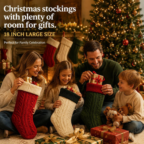 002 18 inch herringbone cable knit christmas stocking image
