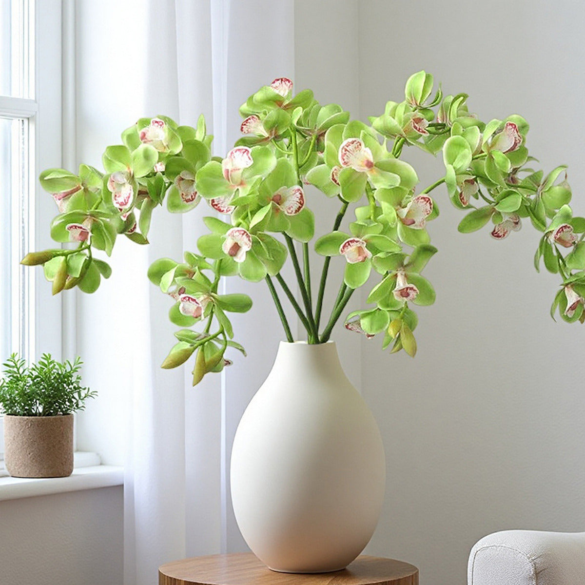EVERIVELLE 27.2-Inch Green 3D Artificial Cymbidium Orchid Stem