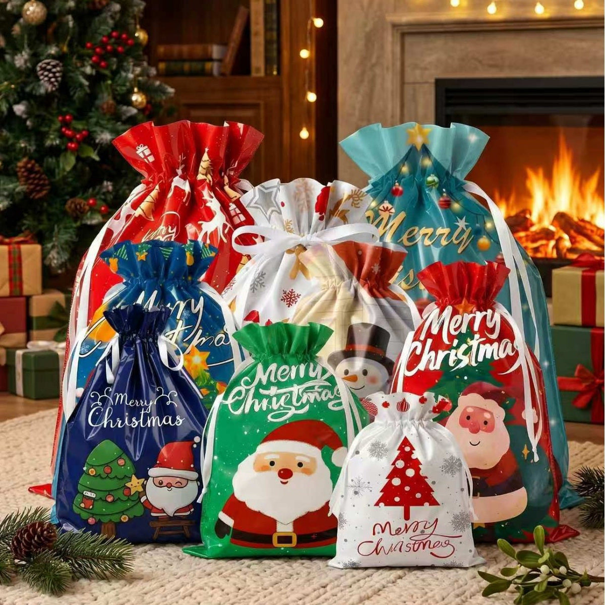 EVERIVELLE Christmas Drawstring Gift Bag Collection