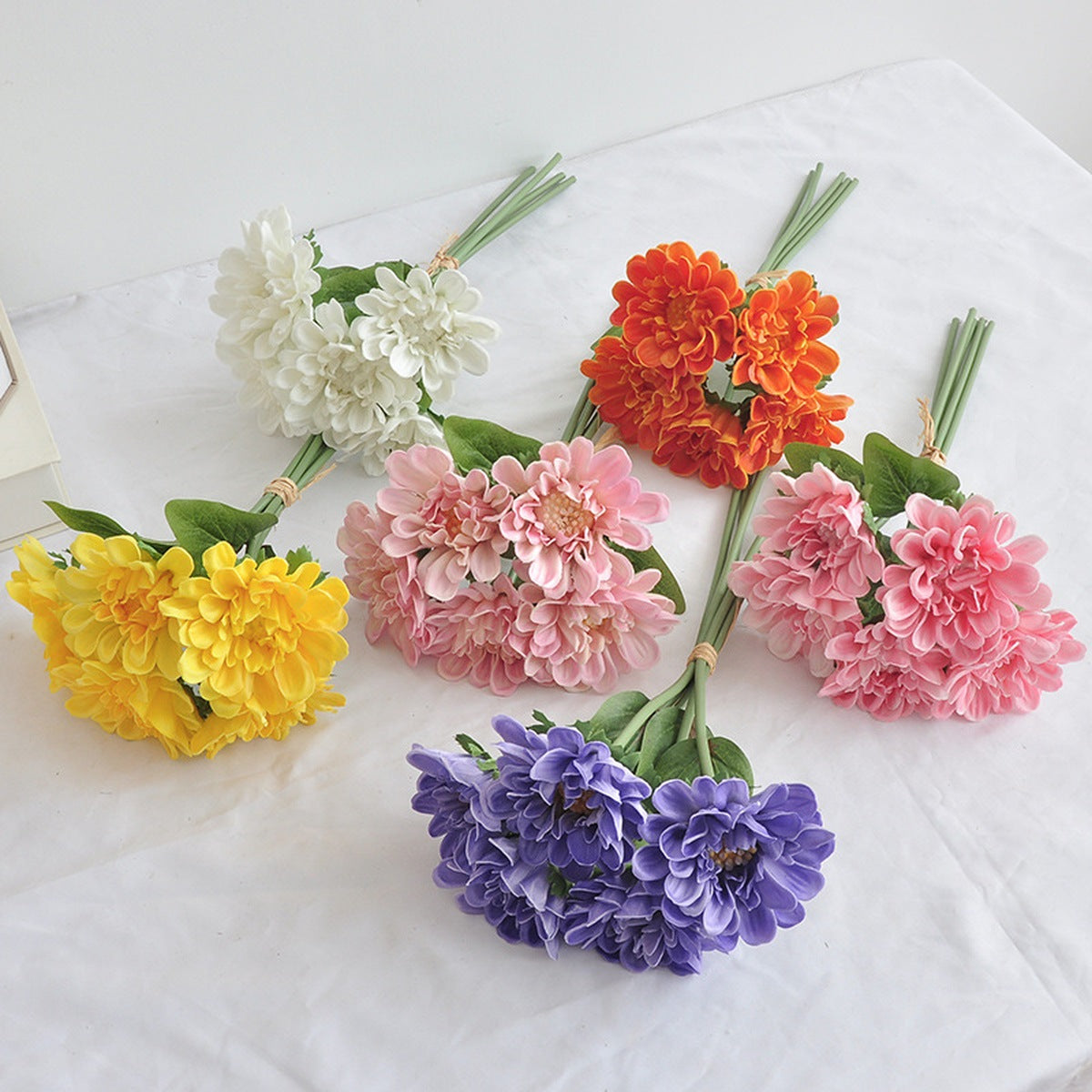 EVERIVELLE 13-Inch Five-Stem PU Chrysanthemum Bouquet