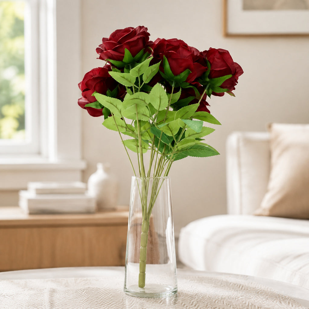 EVERIVELLE 17.3-Inch Seven-Head Artificial Rose Bouquet