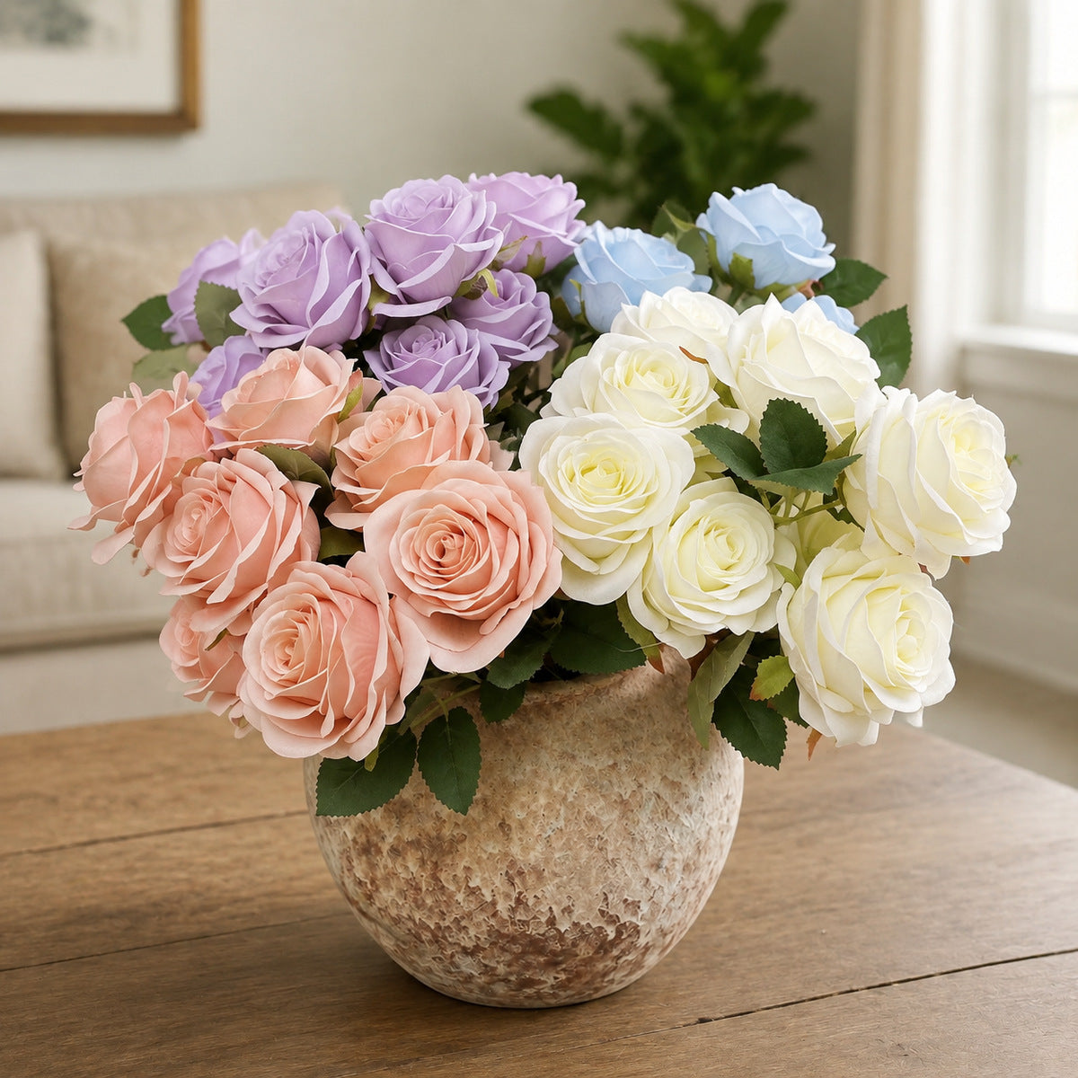EVERIVELLE Multi-Head Artificial Rose Stem