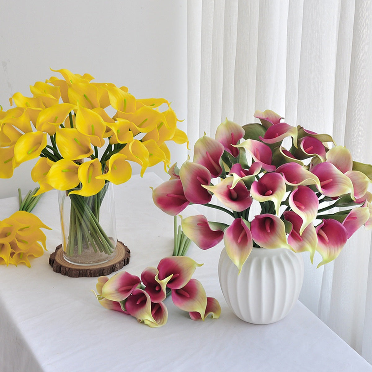 EVERIVELLE 13.8-Inch Nine-Stem Soft-Touch Calla Lily Bouquet