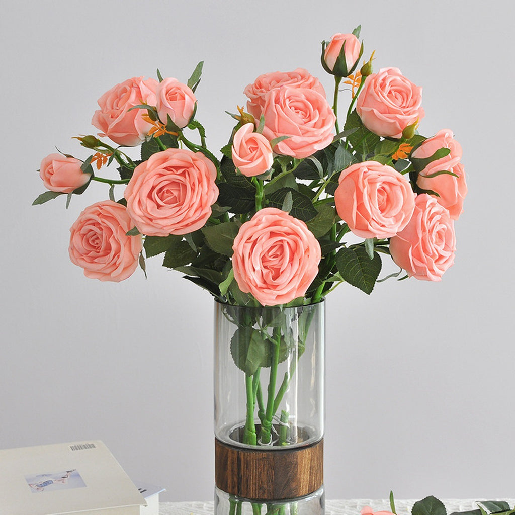 EVERIVELLE 28.7-Inch Three-Head Real-Touch Artificial Rose Stem