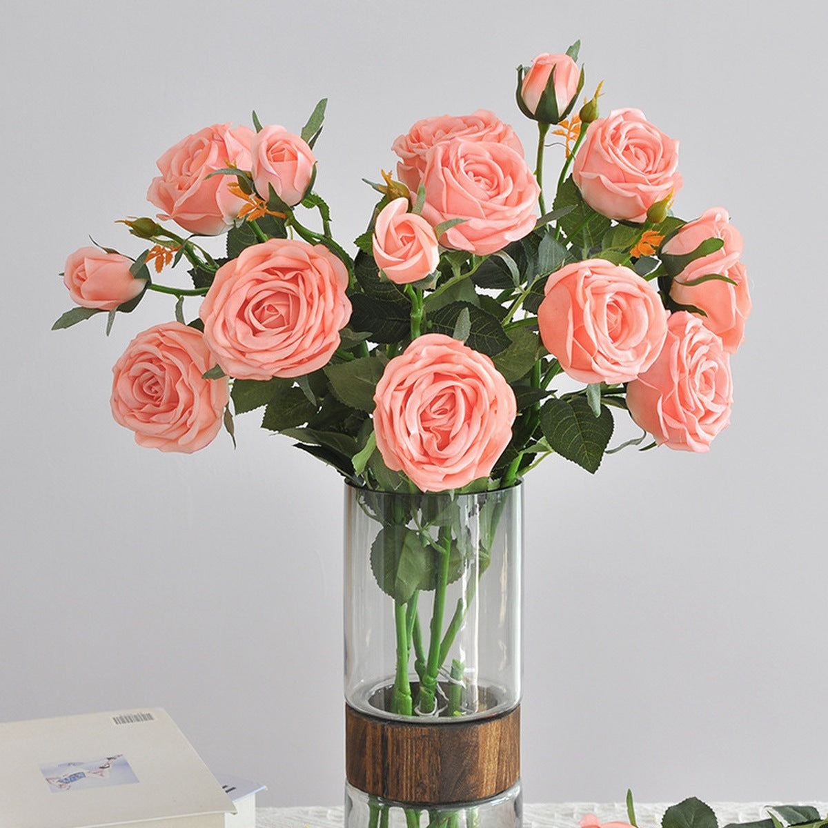 EVERIVELLE 28.7-Inch Three-Head Real-Touch Artificial Rose Stem