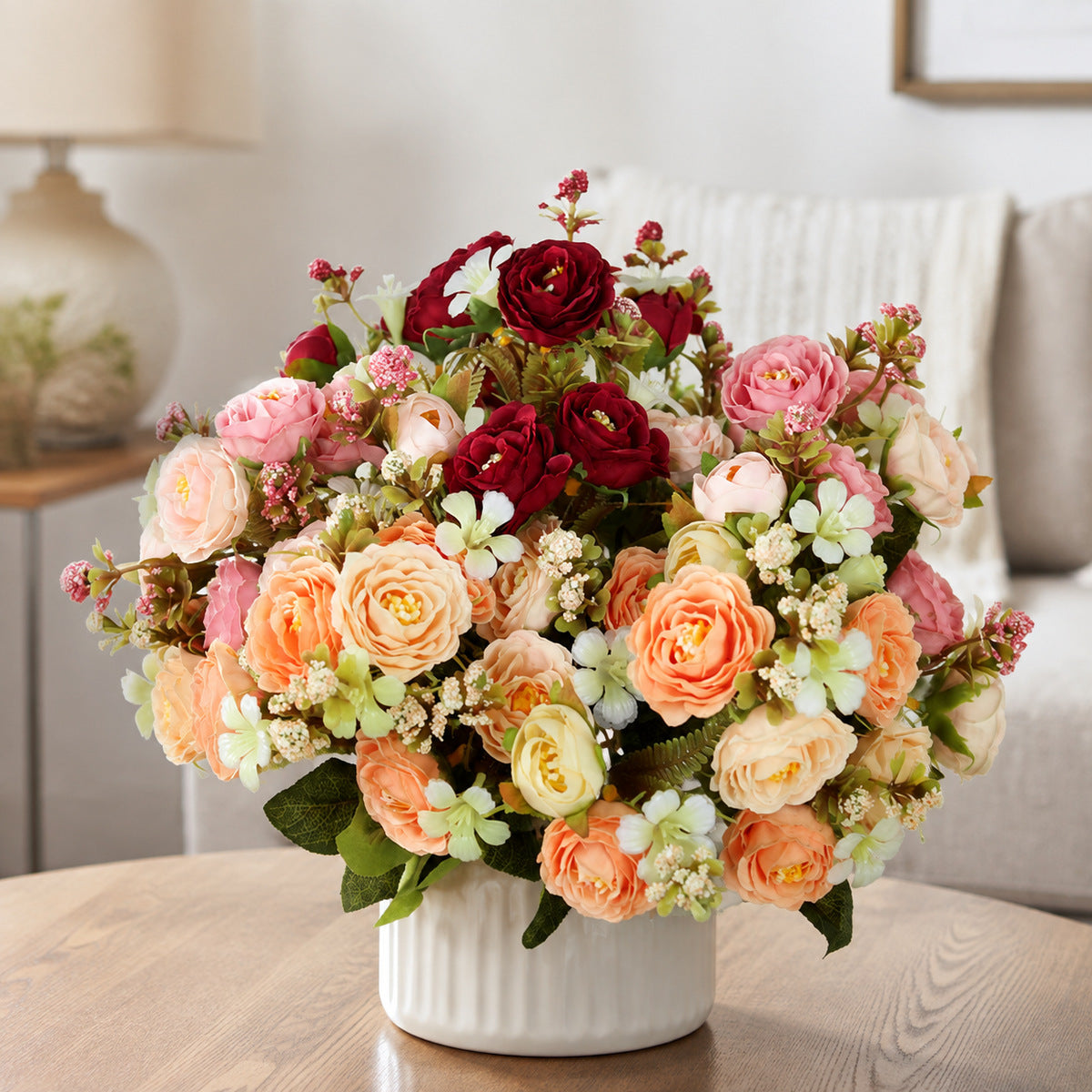 EVERIVELLE Artificial Rose & Tea Bud Mini Bouquet