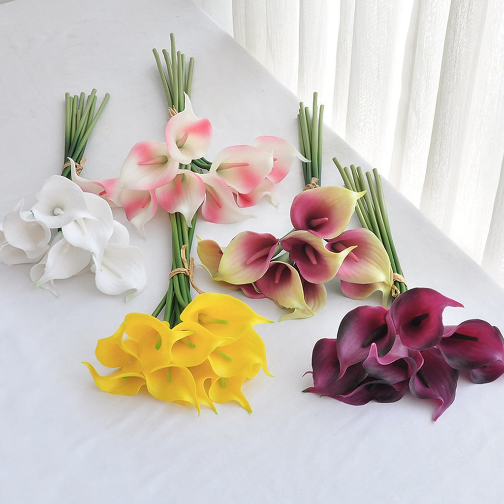 EVERIVELLE 13.8-Inch Nine-Stem Soft-Touch Calla Lily Bouquet