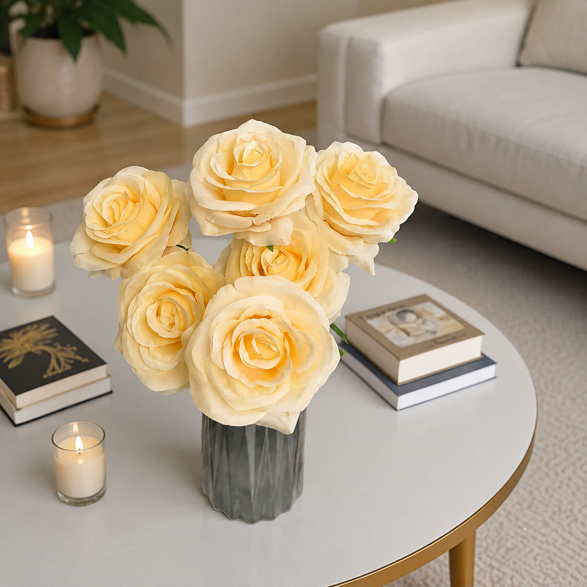 EVERIVELLE 17.3-Inch Seven-Head Artificial Rose Bouquet
