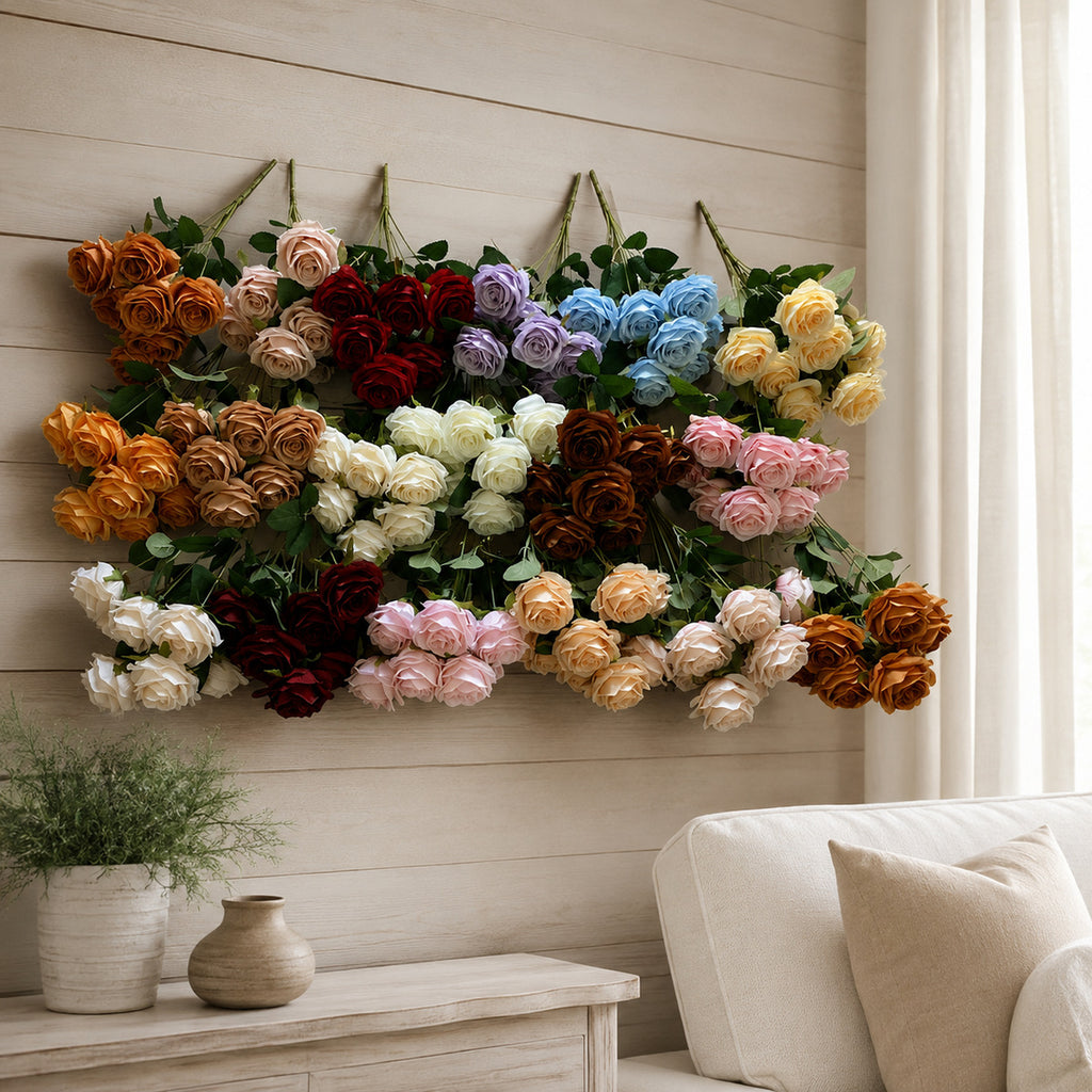 EVERIVELLE Multi-Head Artificial Rose Stem