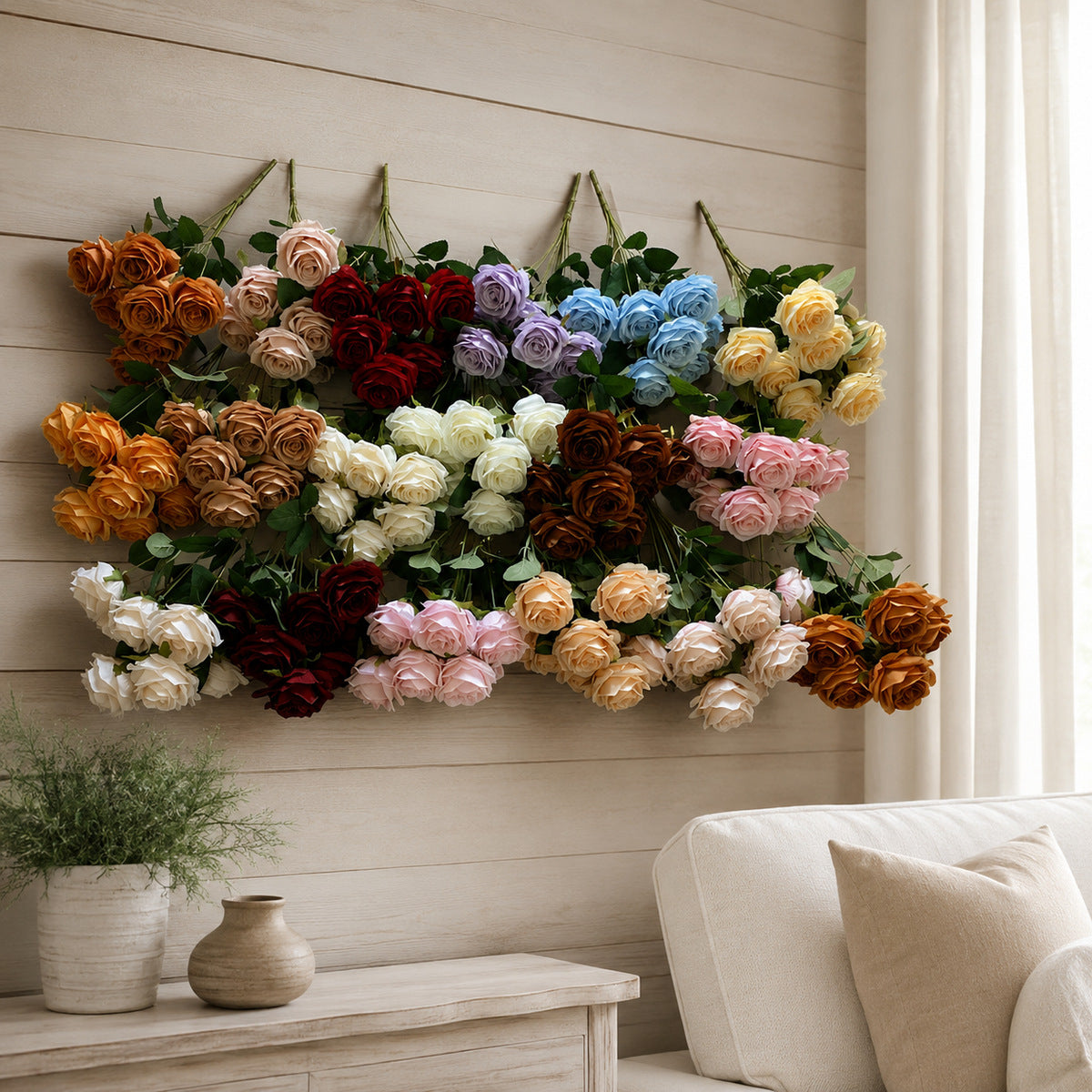 EVERIVELLE Multi-Head Artificial Rose Stem