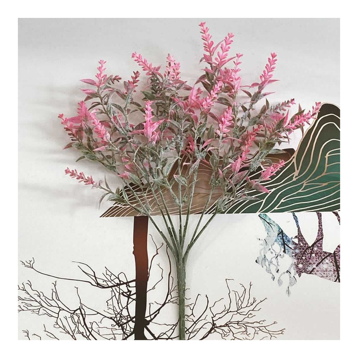 EVERIVELLE Flocked Artificial Heather & Lavender Bouquet