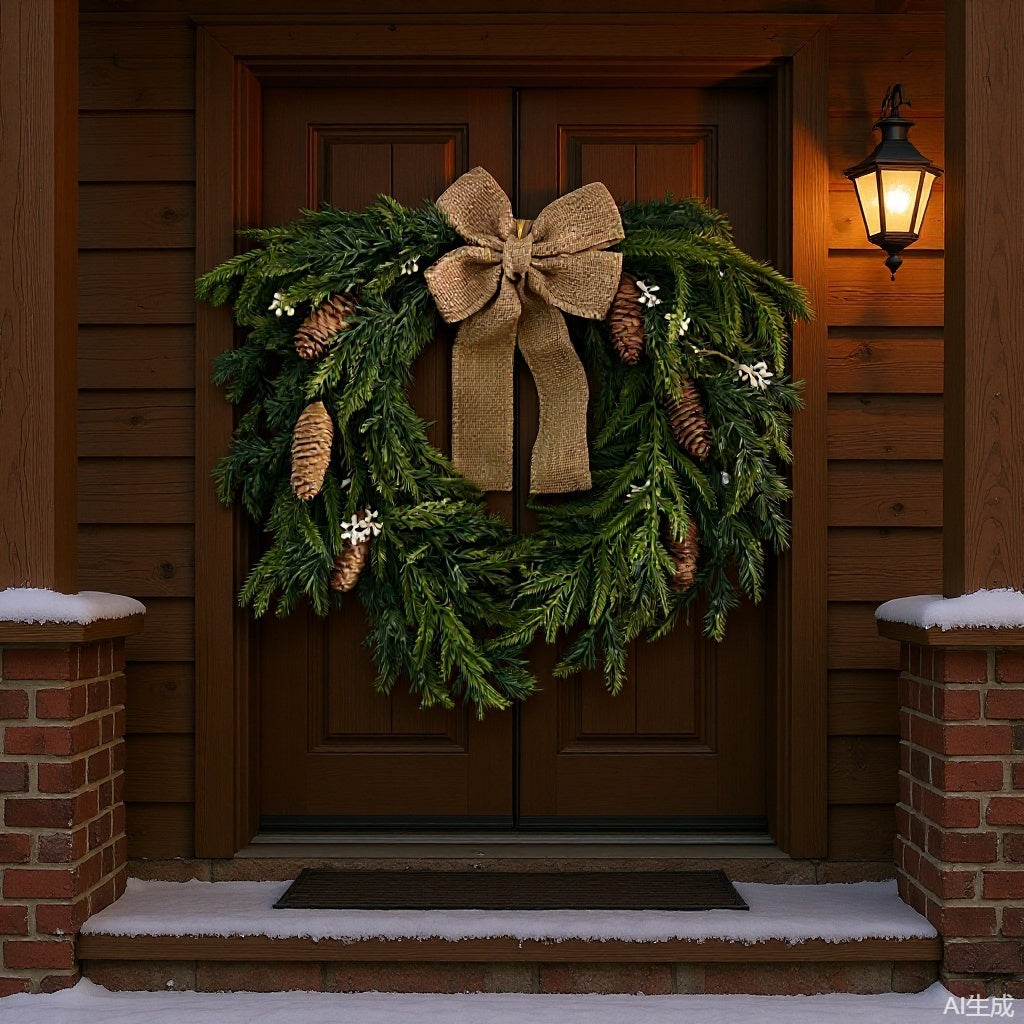 Natural-Look Dark Green Christmas Wreath — 003 wre effect