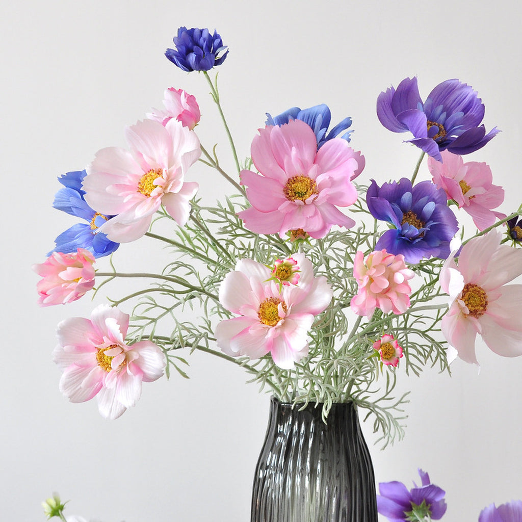 EVERIVELLE 30.7-Inch Flocked Artificial Queen Cosmos Stem
