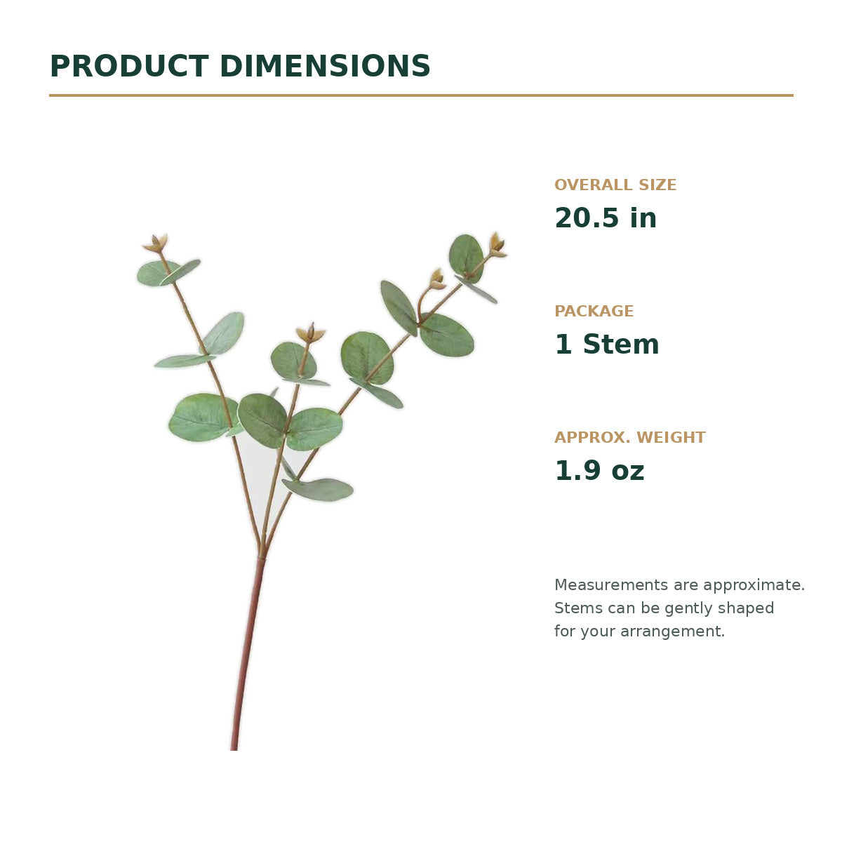 EVERIVELLE 20.5-Inch 3D-Printed Artificial Eucalyptus Stem