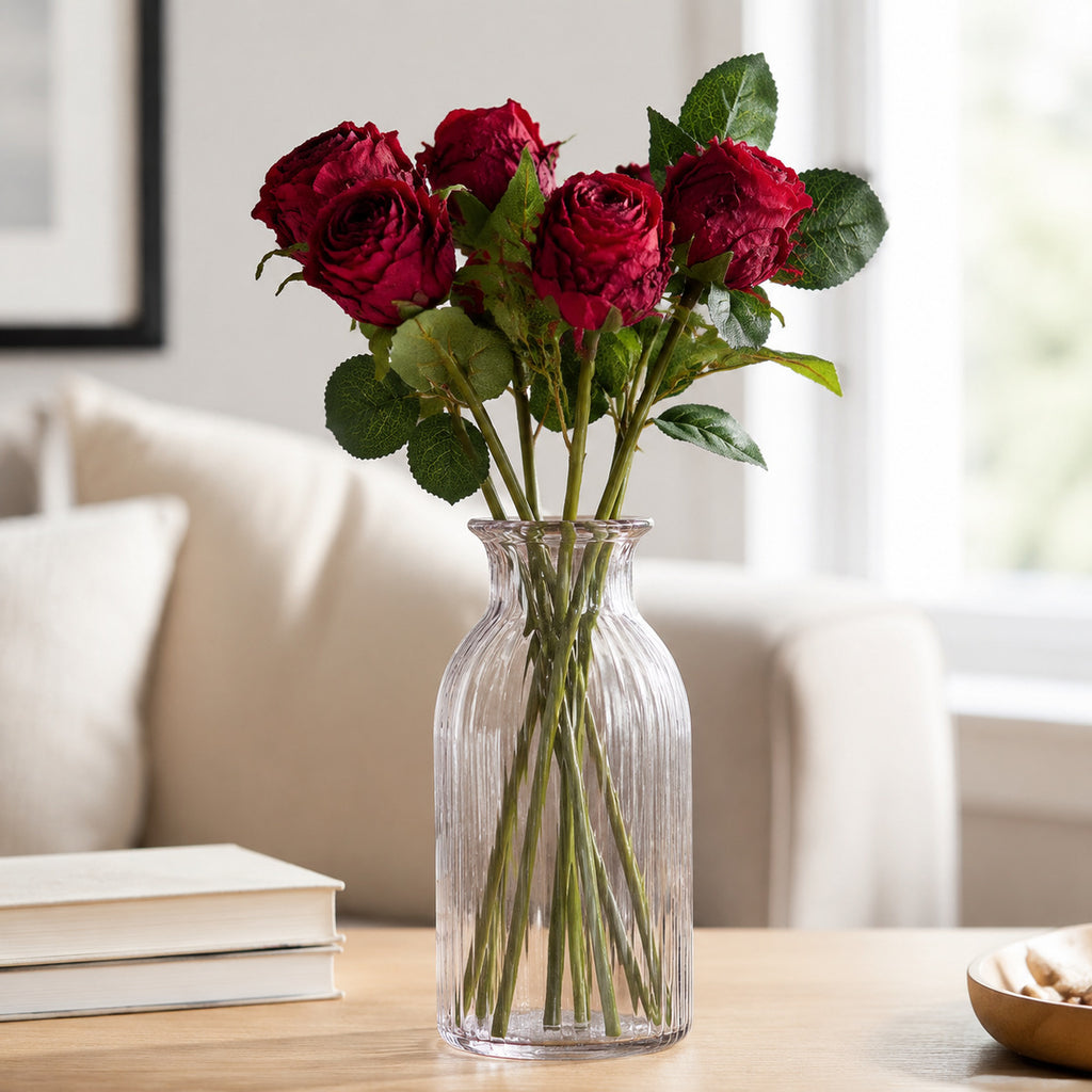 EVERIVELLE 11.8-Inch Nine-Head Artificial Rose Bouquet