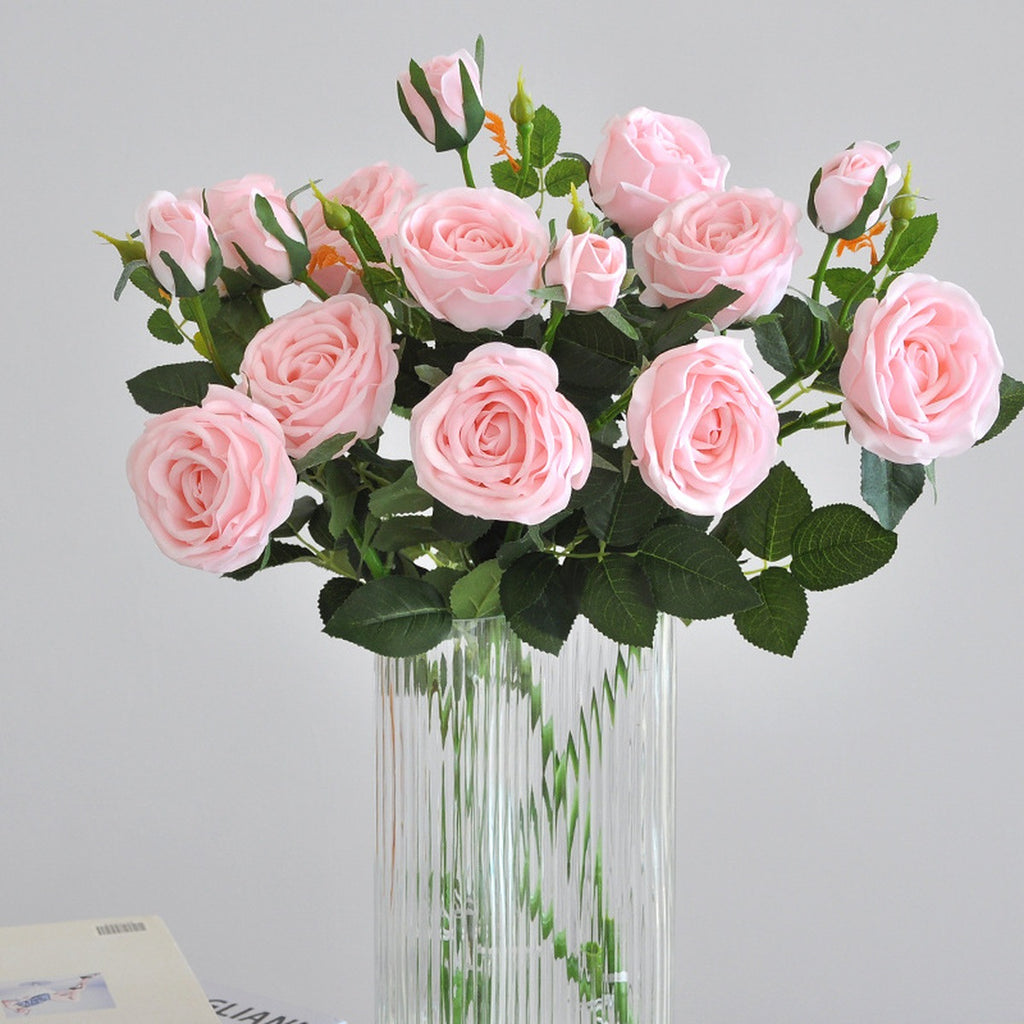 EVERIVELLE 28.7-Inch Three-Head Real-Touch Artificial Rose Stem