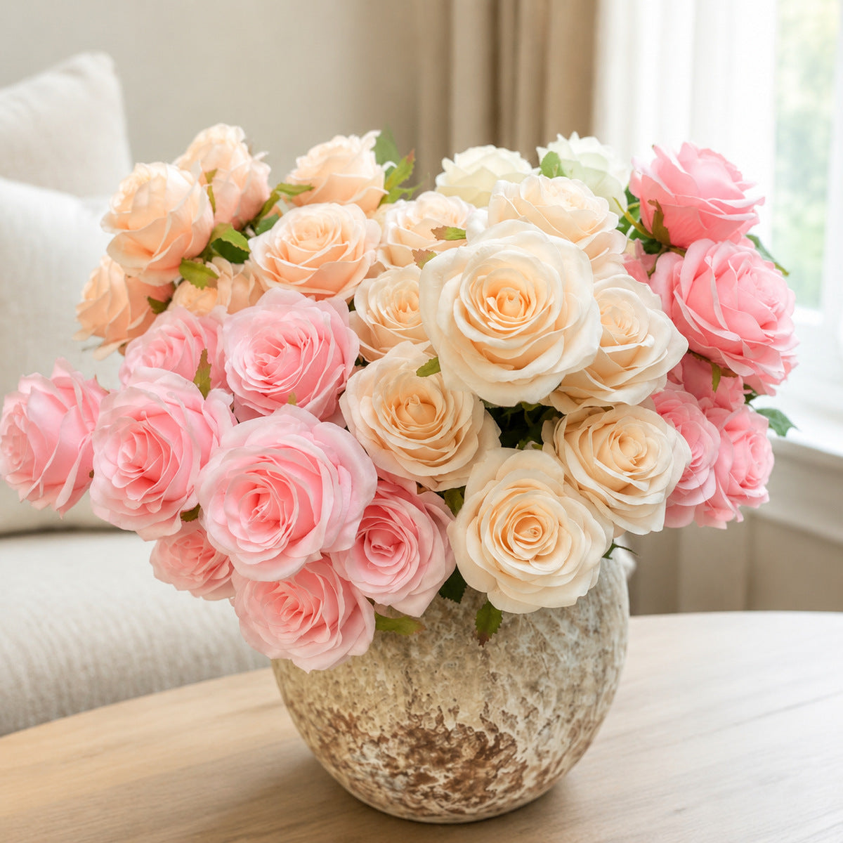 EVERIVELLE Multi-Head Artificial Rose Stem