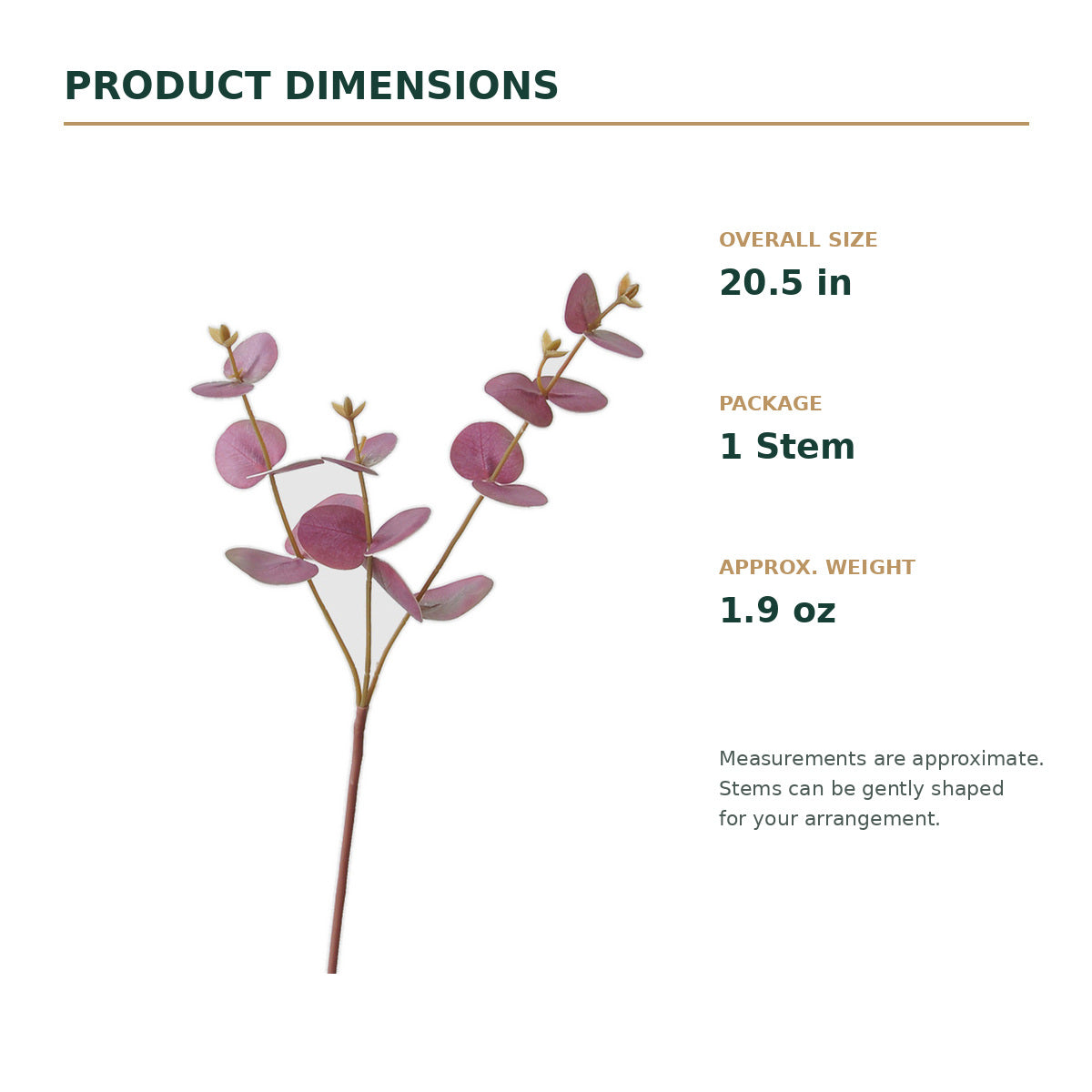EVERIVELLE 20.5-Inch 3D-Printed Artificial Eucalyptus Stem