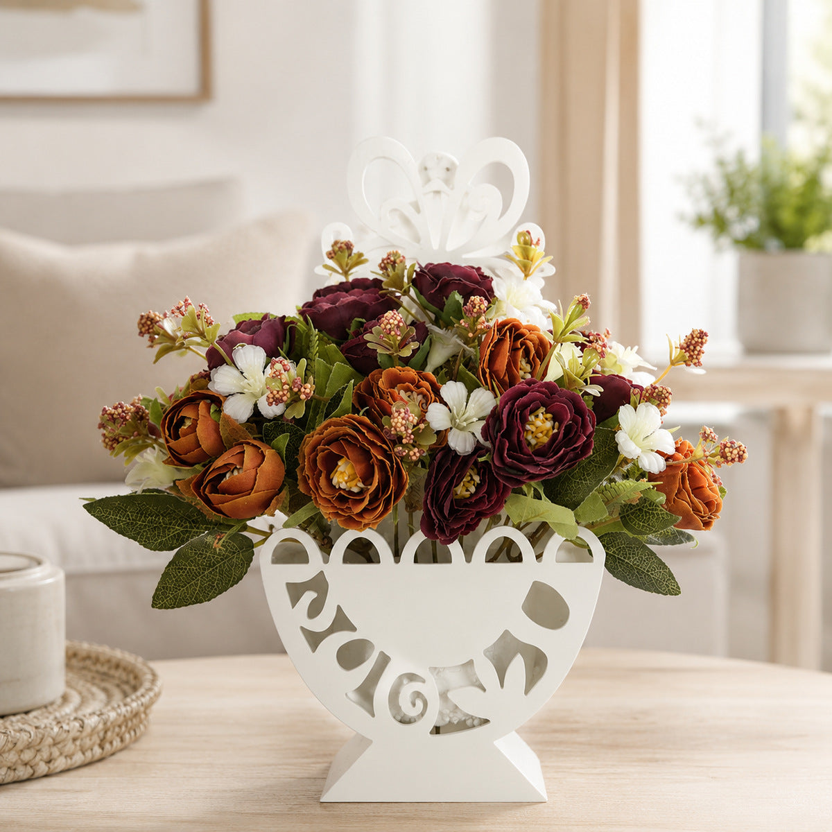 EVERIVELLE Artificial Rose & Tea Bud Mini Bouquet