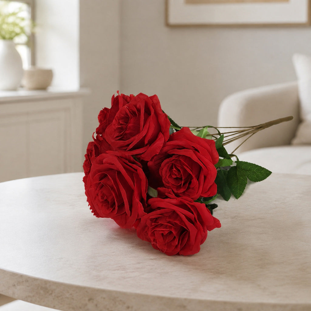 EVERIVELLE 17.3-Inch Seven-Head Artificial Rose Bouquet