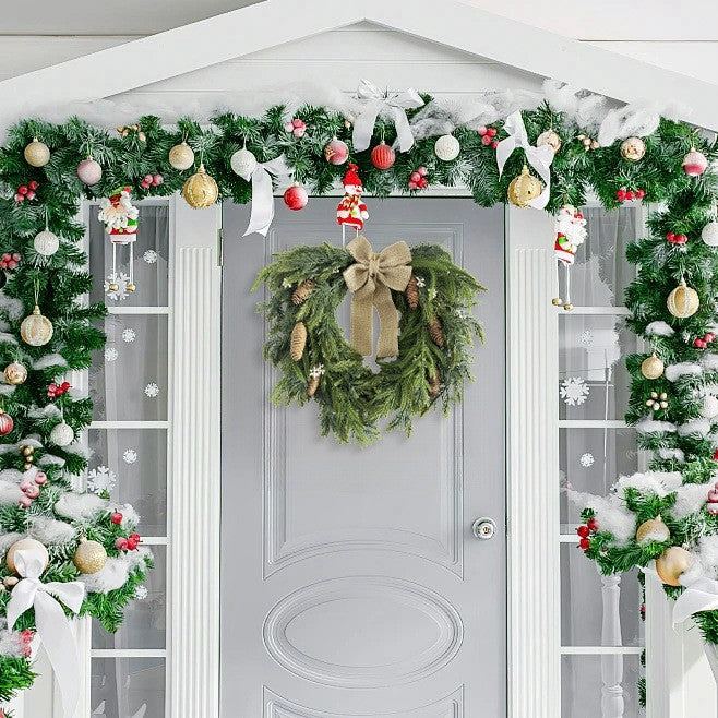 Natural-Look Dark Green Christmas Wreath — 005 wre effect