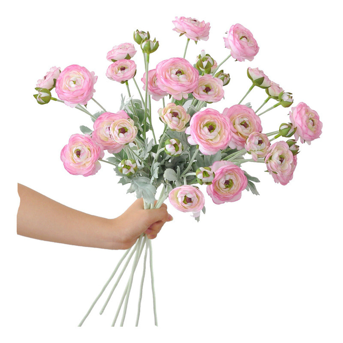 EVERIVELLE 27.2-Inch Six-Head Flocked Artificial Ranunculus Stem
