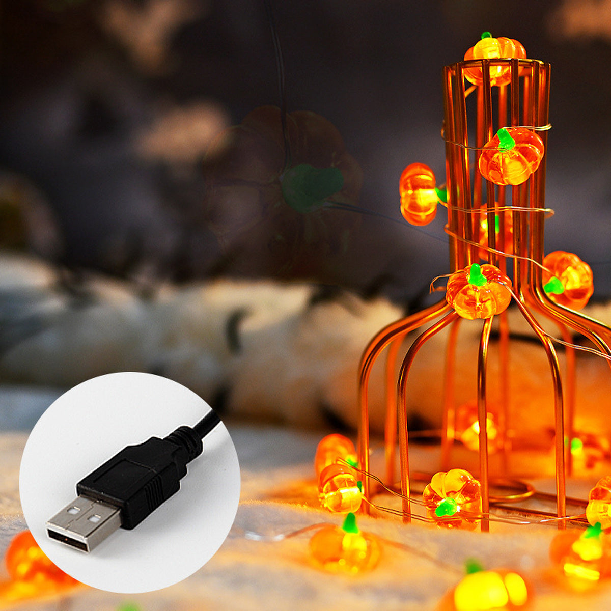 006 3D pumpkin LED string lights USB