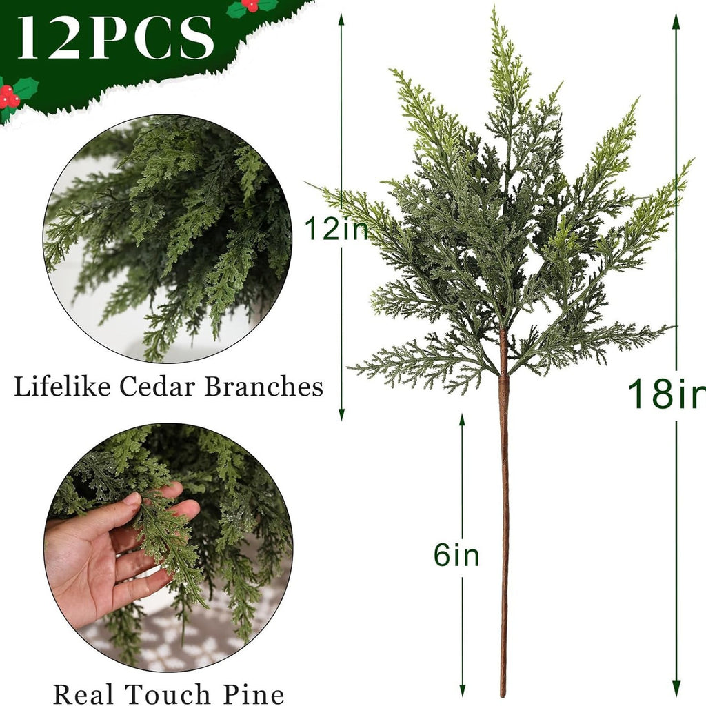 EVERIVELLE 12-Piece Real-Touch Artificial Cedar Branch Set