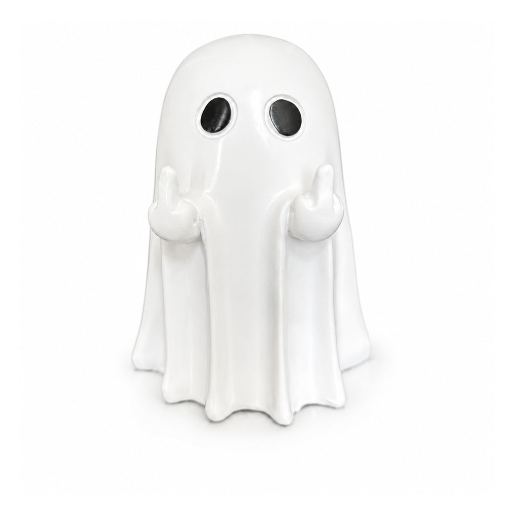 006 cute halloween ghost figurine collection white middle finger ghost