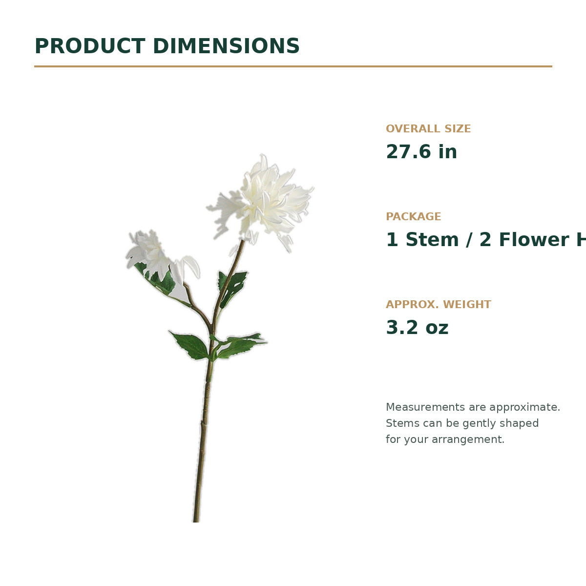 EVERIVELLE 27.6-Inch Two-Head Real-Touch Artificial Dahlia Stem