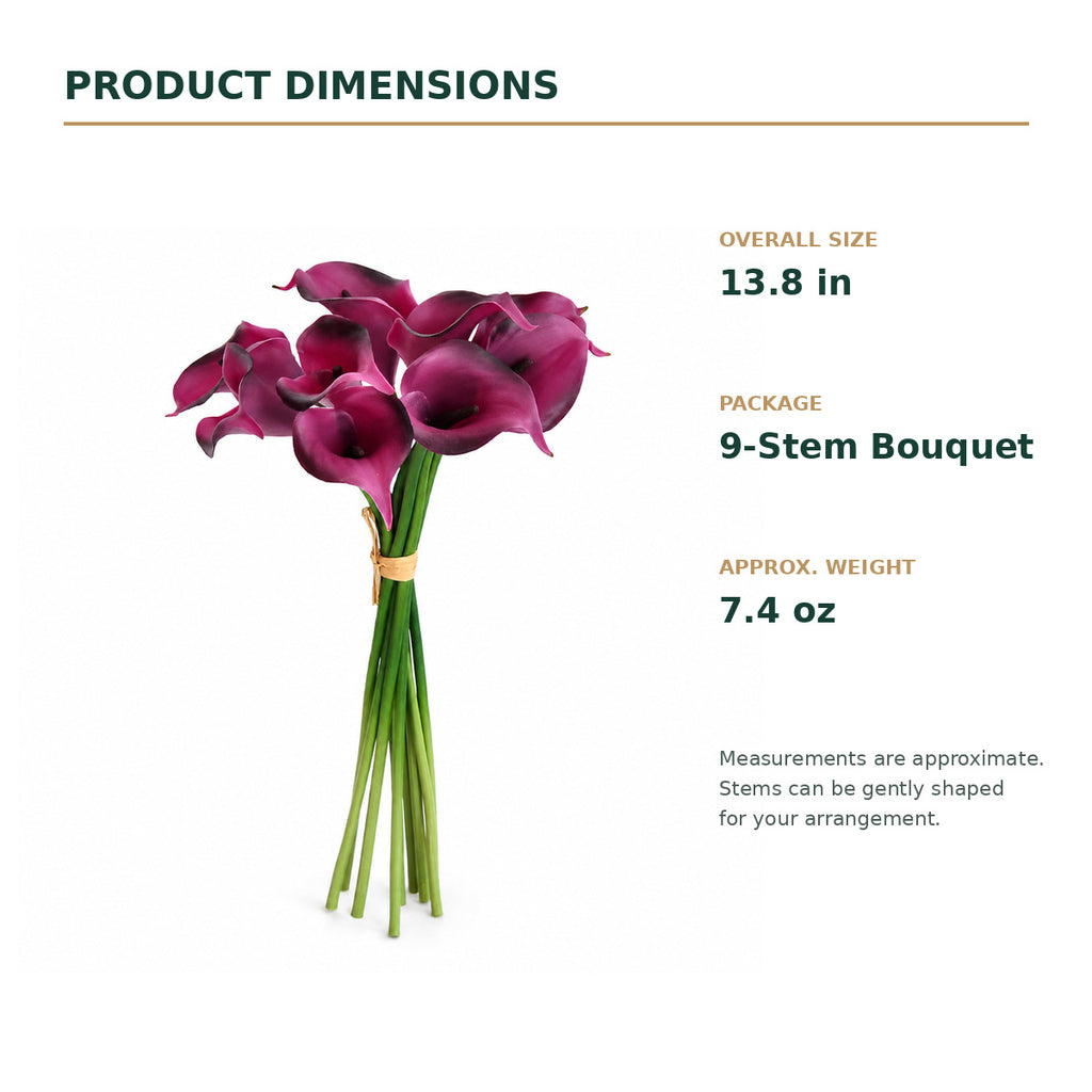 EVERIVELLE 13.8-Inch Nine-Stem Soft-Touch Calla Lily Bouquet