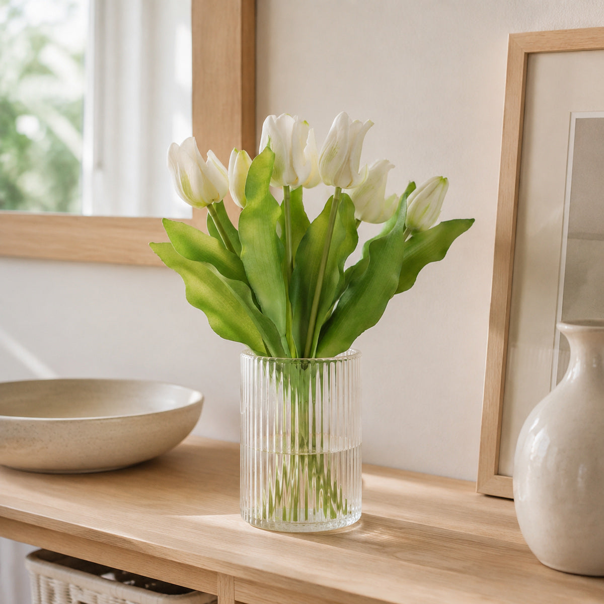 EVERIVELLE 12.2-Inch Seven-Head Soft-Touch Tulip Bouquet