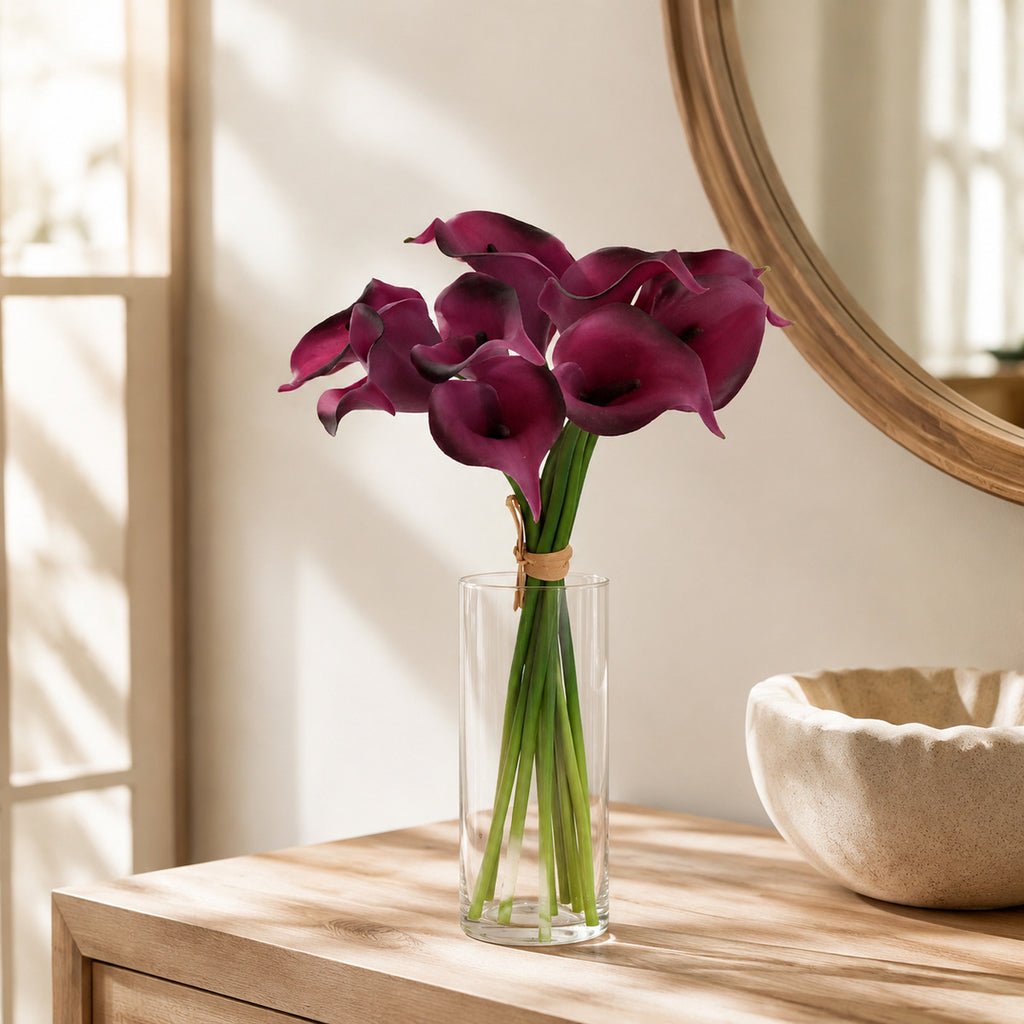 EVERIVELLE 13.8-Inch Nine-Stem Soft-Touch Calla Lily Bouquet
