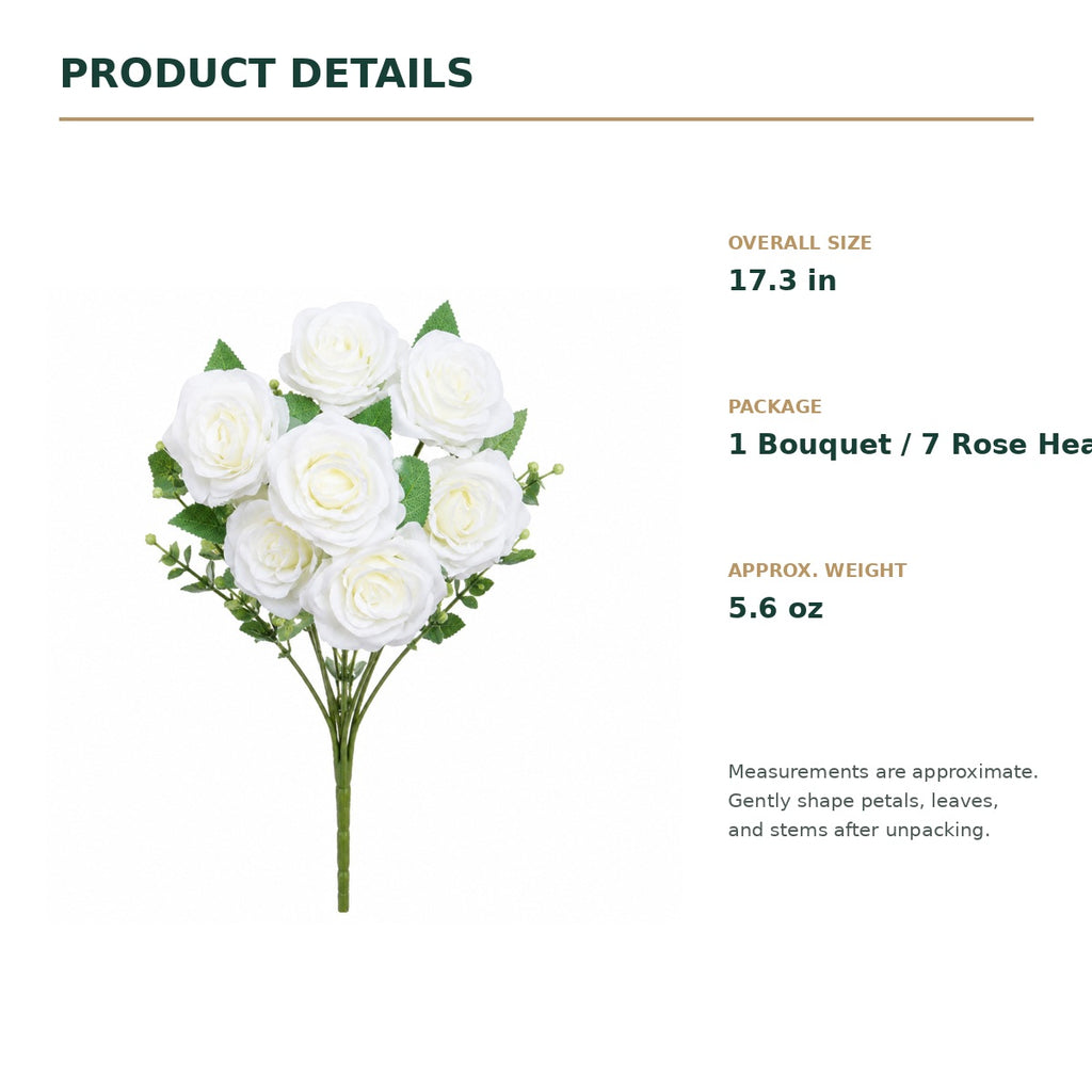 EVERIVELLE 17.3-Inch Seven-Head Artificial Rose Bouquet