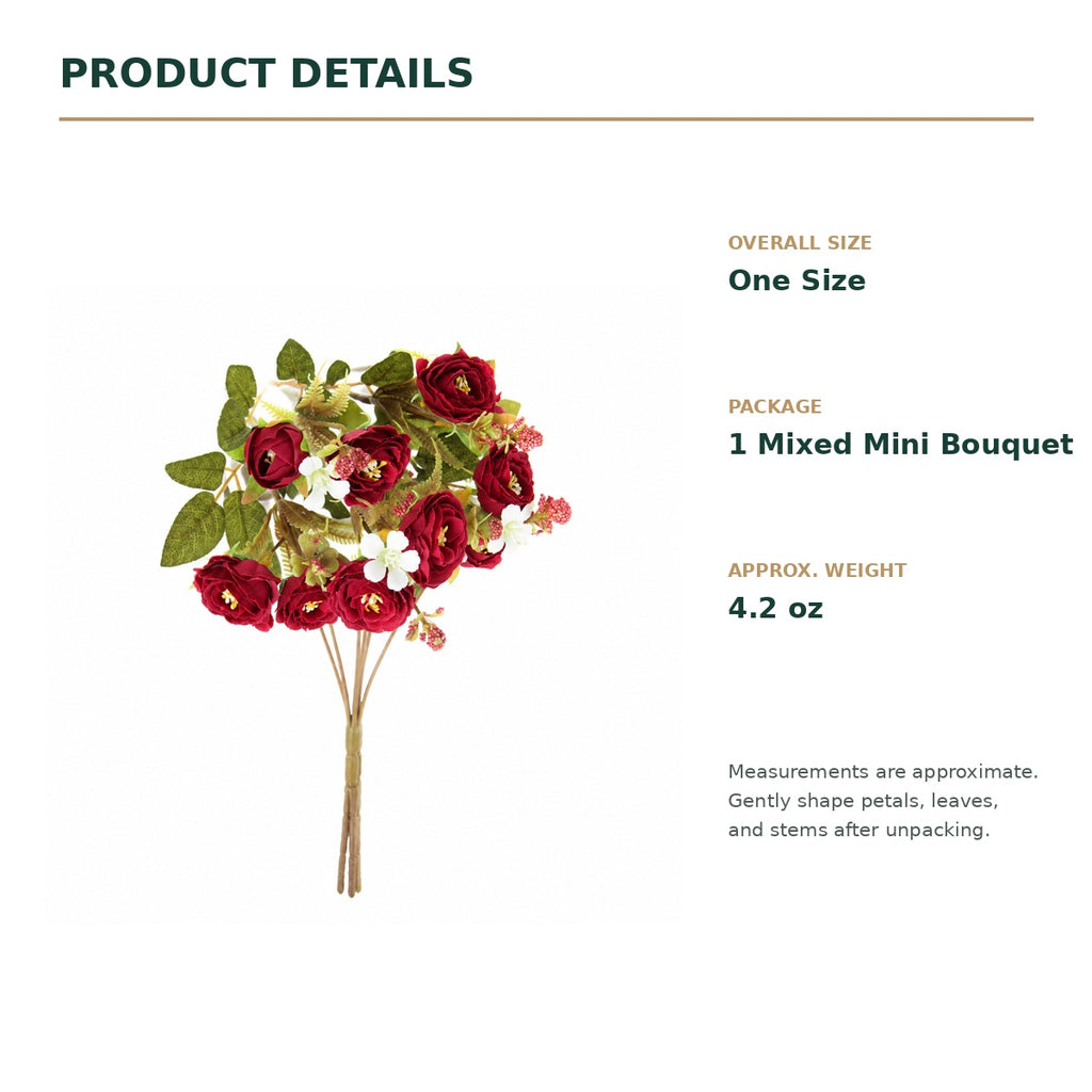 EVERIVELLE Artificial Rose & Tea Bud Mini Bouquet