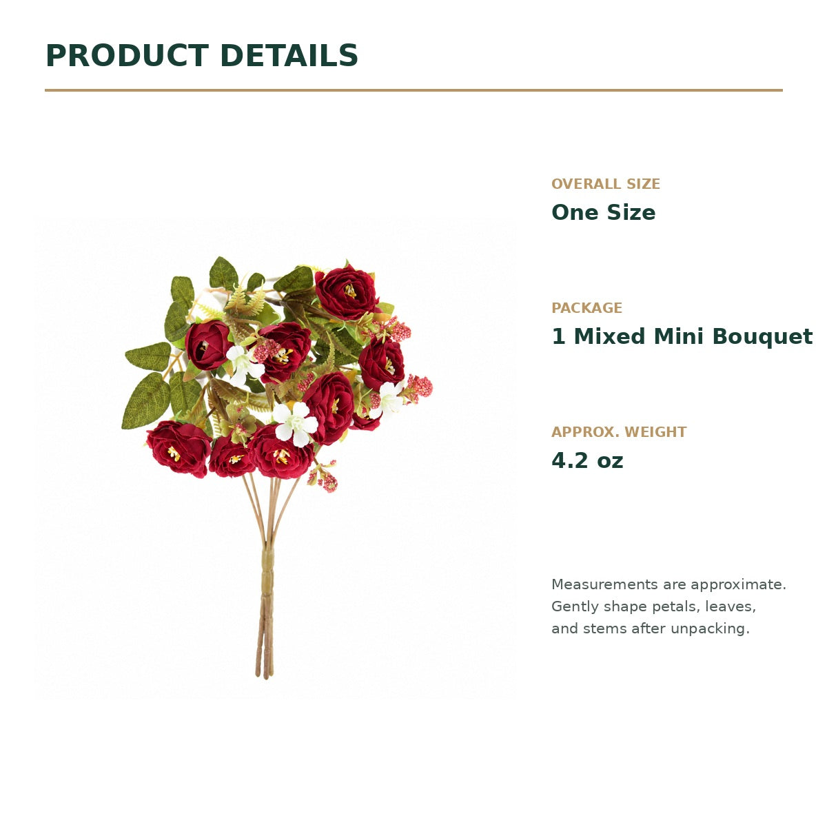 EVERIVELLE Artificial Rose & Tea Bud Mini Bouquet