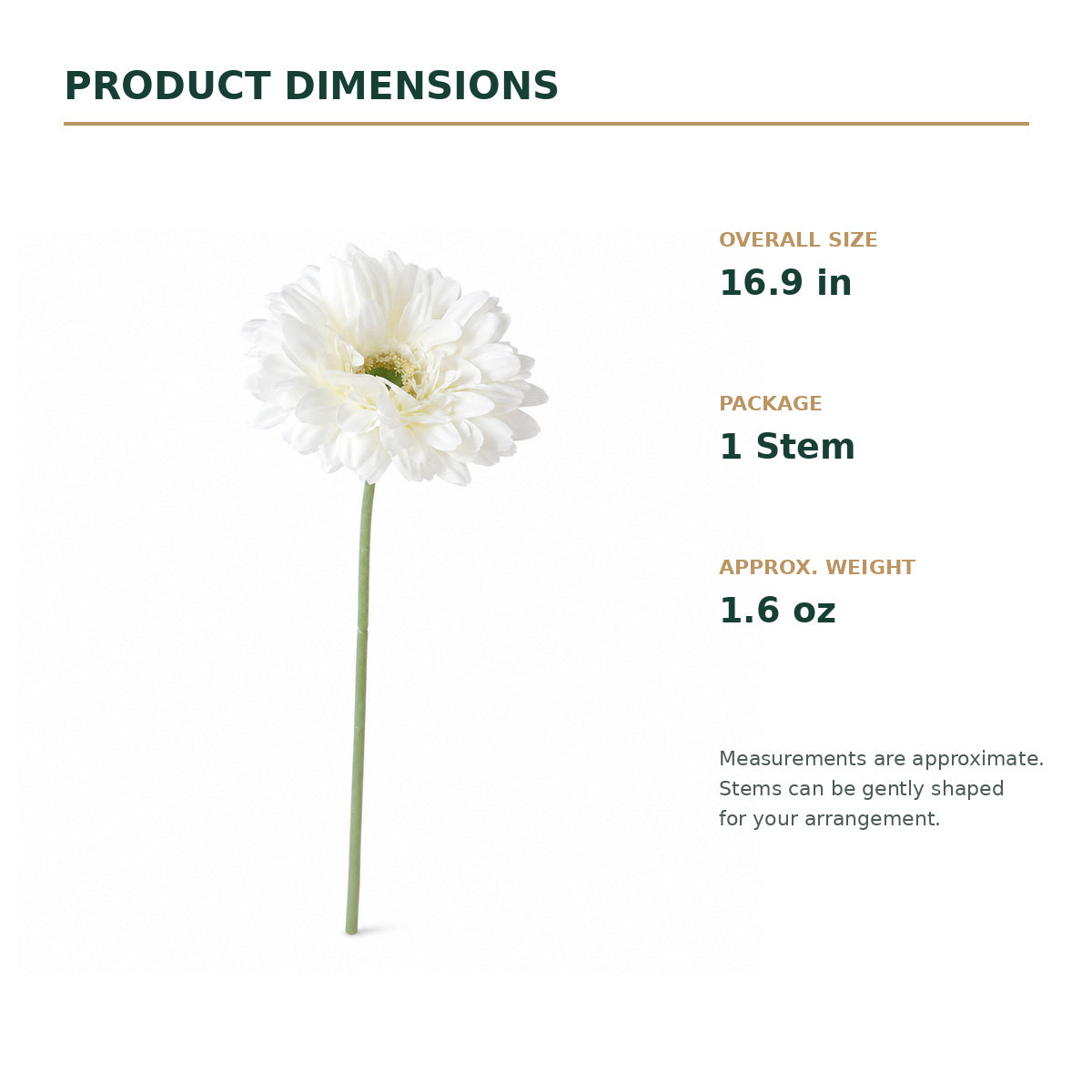 EVERIVELLE 16.9-Inch Artificial Gerbera Daisy Stem