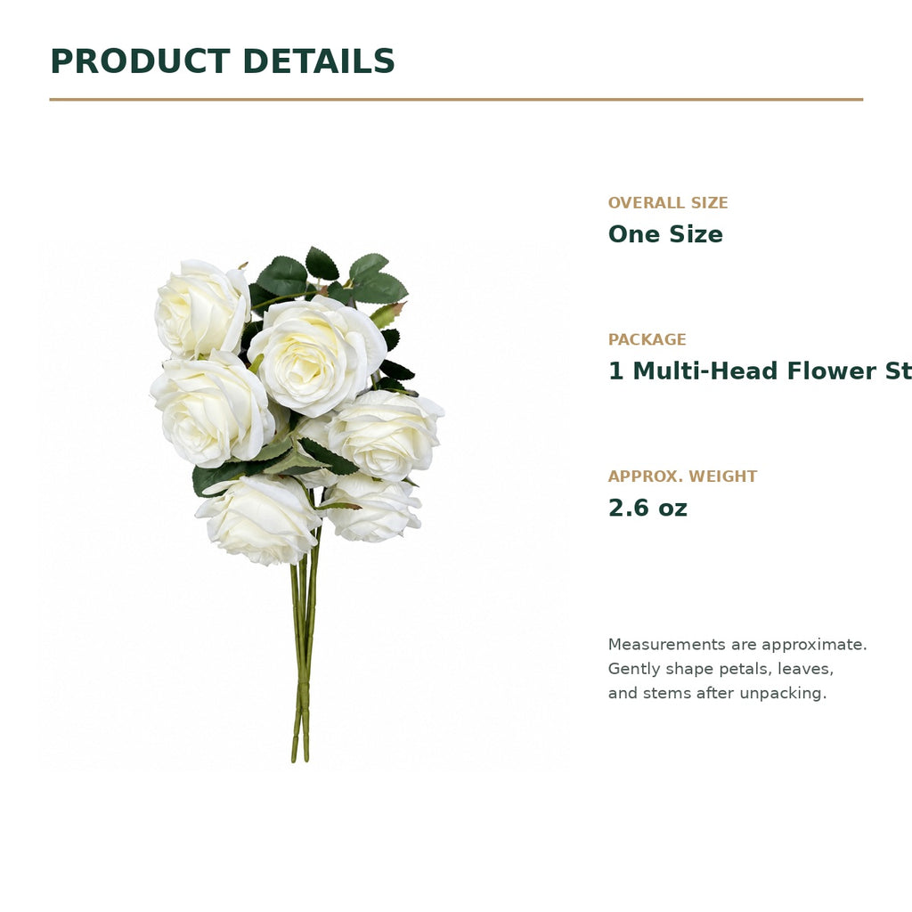 EVERIVELLE Multi-Head Artificial Rose Stem