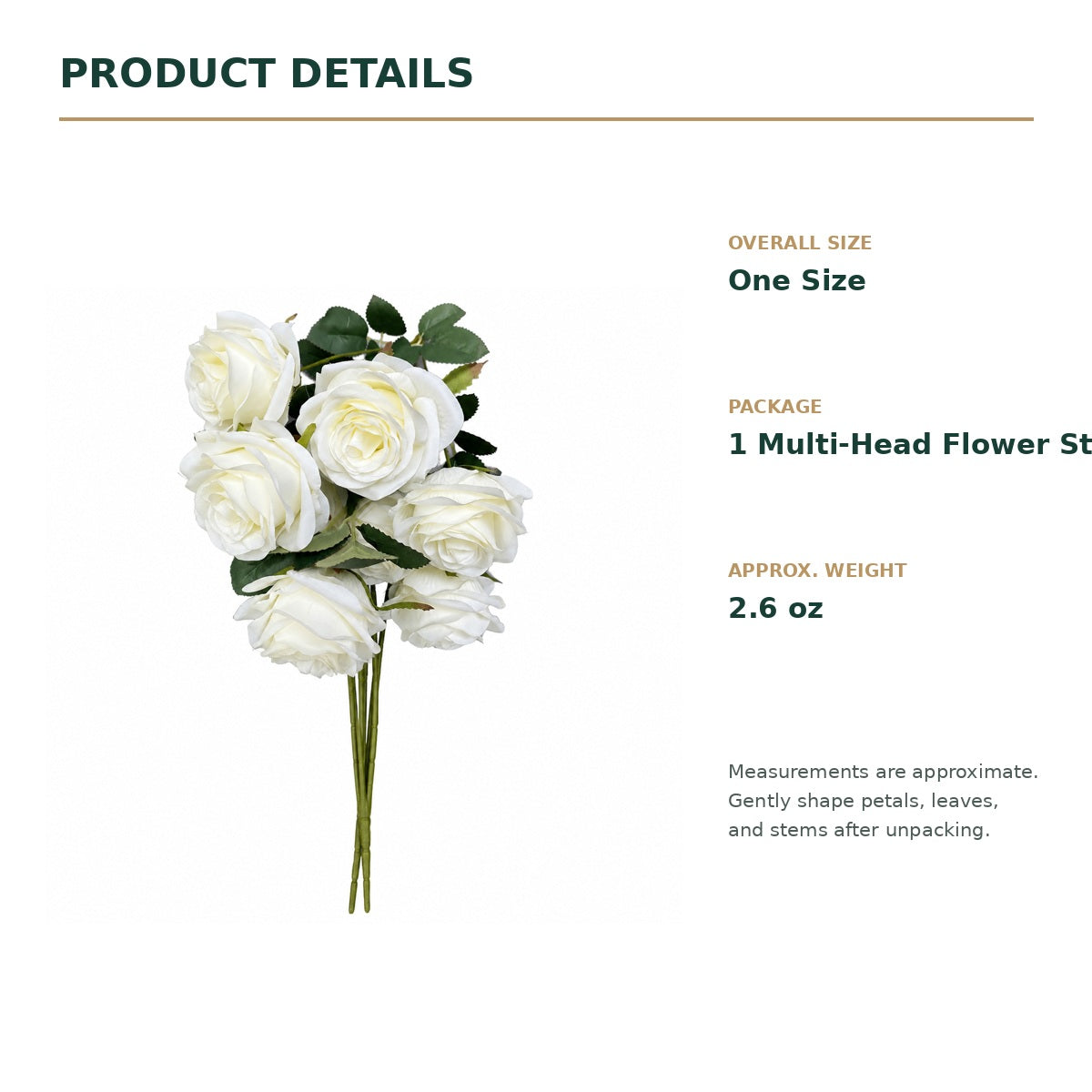 EVERIVELLE Multi-Head Artificial Rose Stem