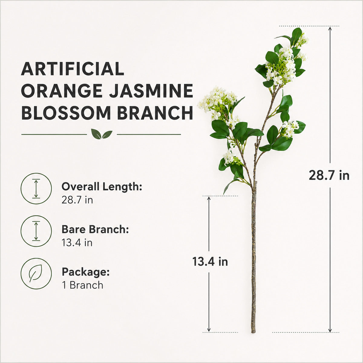 EVERIVELLE 28.7-Inch Artificial Orange Jasmine Blossom Branch