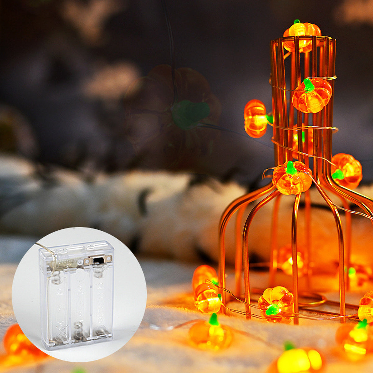 007 3D pumpkin LED string lights battery box