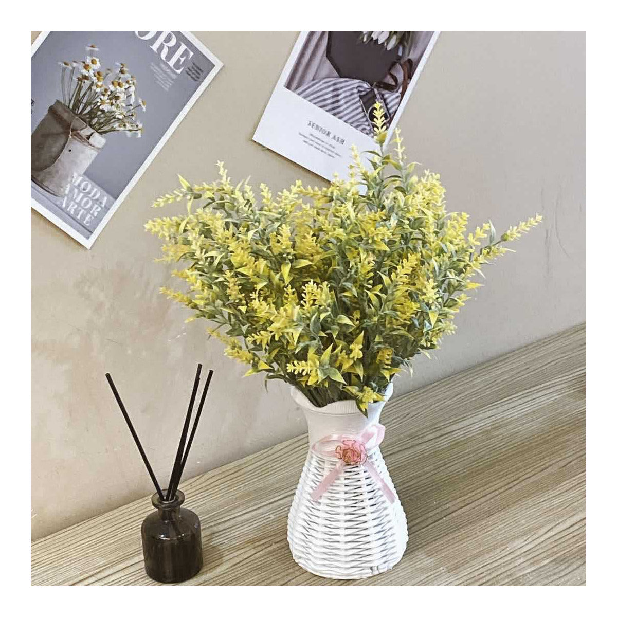 EVERIVELLE Flocked Artificial Heather & Lavender Bouquet