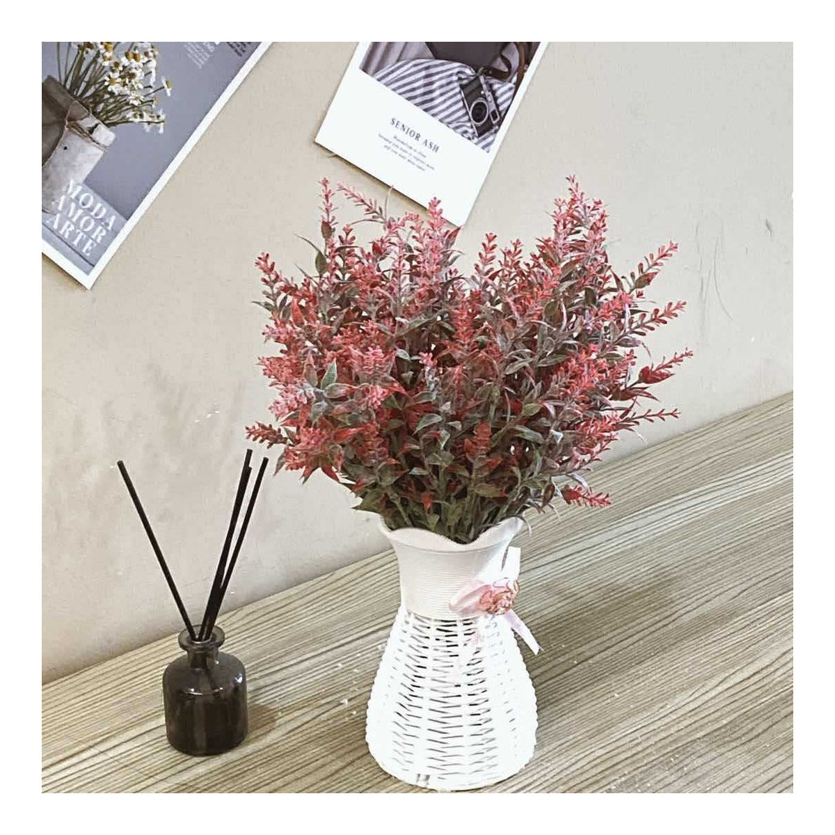 EVERIVELLE Flocked Artificial Heather & Lavender Bouquet